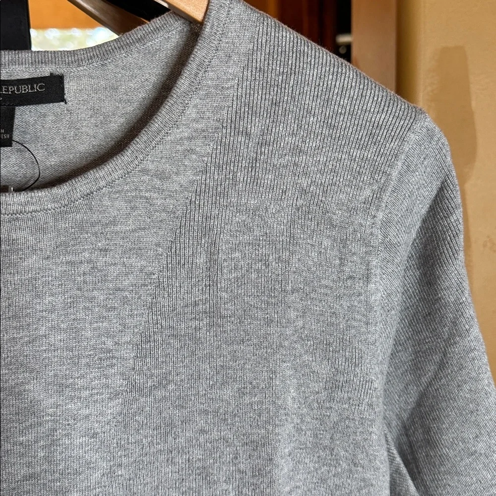 NWT Banana Republic Gray Short Sleeve Knit Sweater Cotton Blend Crewneck Size XL